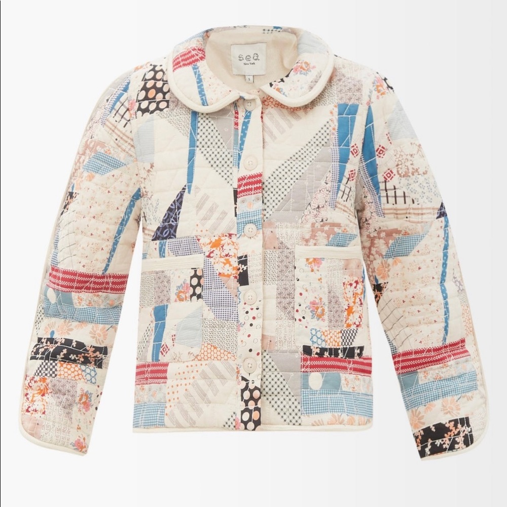 NWT Sea NY Linden patchwork floral-print coat